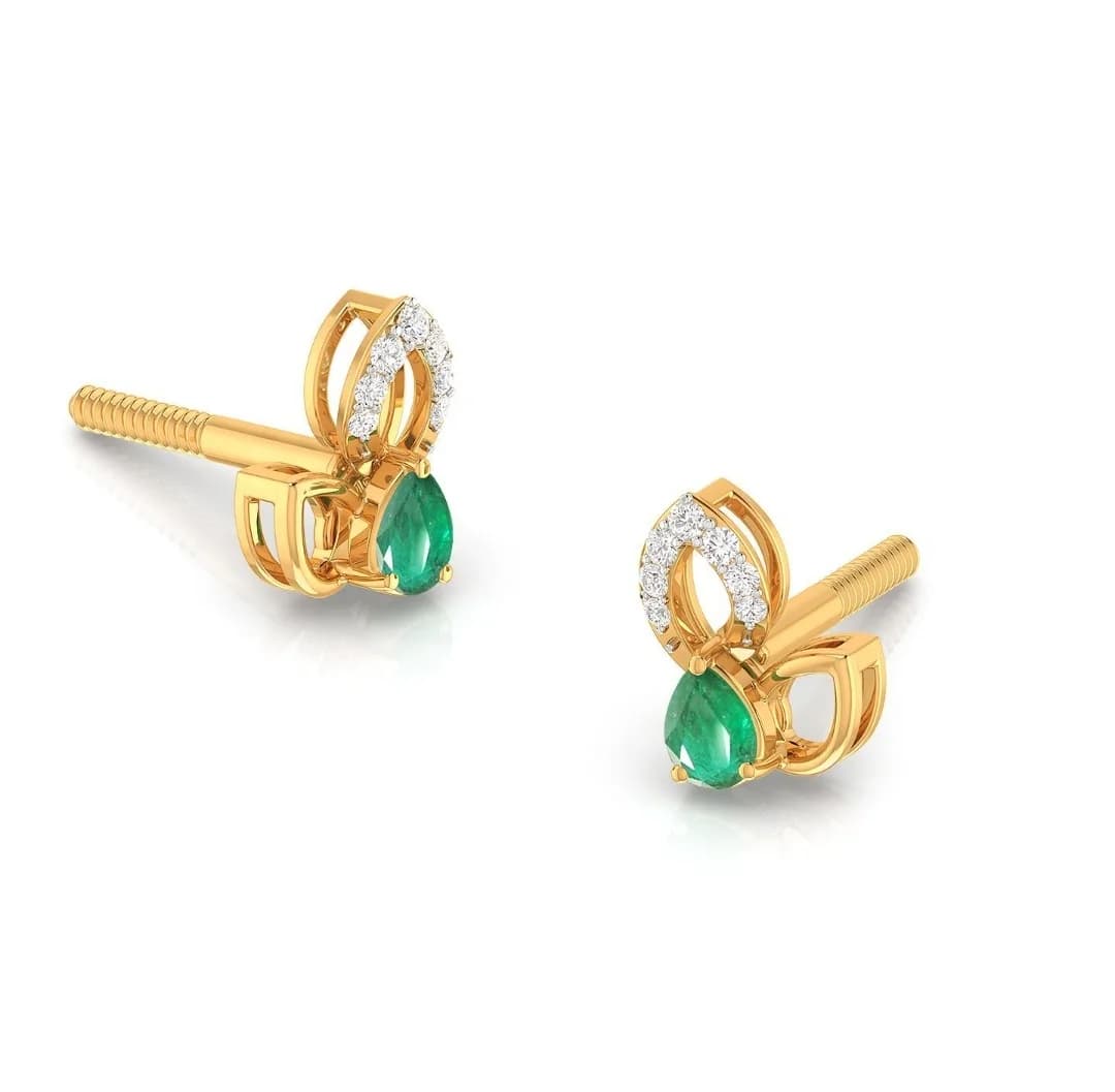 Emerald Aura Diamond Studs — Image 1