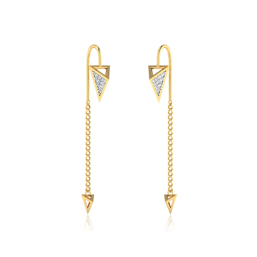 Stylish Diamond Shape Triangle Chain Drop Earrings — Image 1
