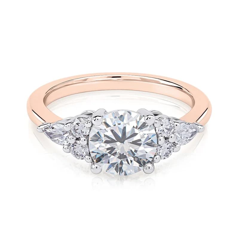 Evaan Lab Grown Diamond Sidestones Ring – Round- SR015 — Image 1
