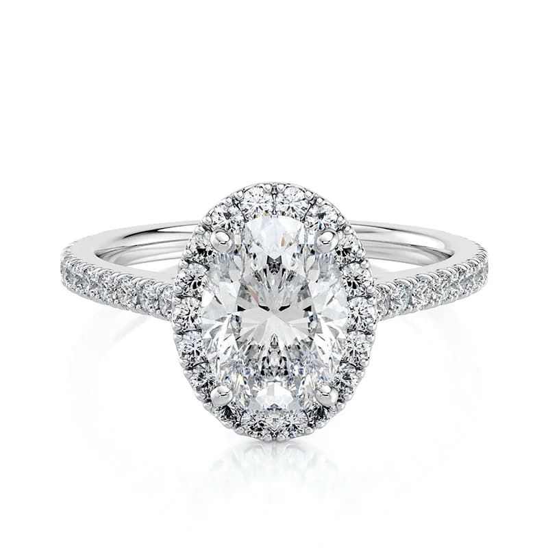 Evaan Lab Grown Diamond Halo Pave Ring– Round- SR018 — Image 1