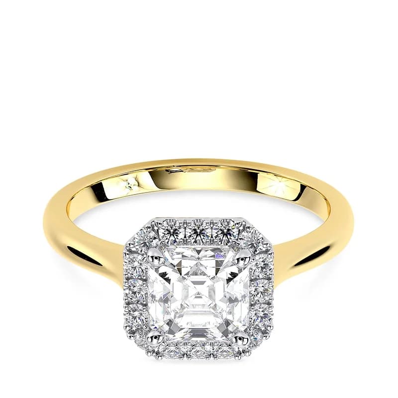 Evaan Lab Grown Diamond Halo Plain Ring– Asscher — Image 1