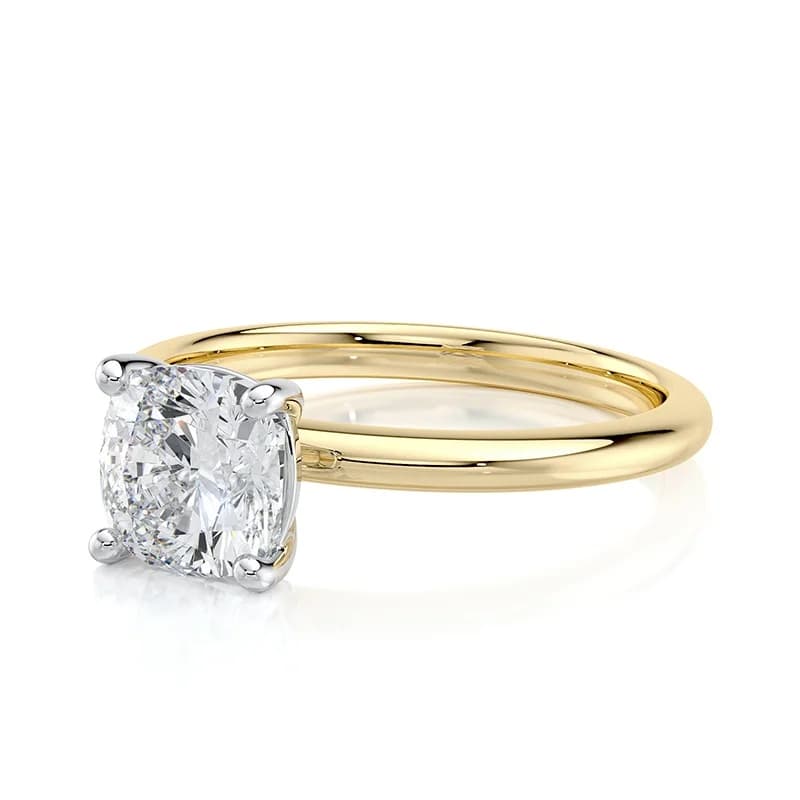 Evaan Lab Grown Diamond Solitaire Plain Ring -Cushion — Image 1