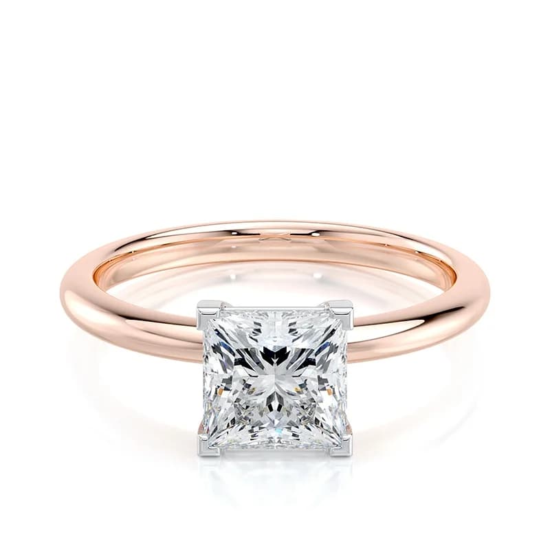 Evaan Lab Grown Diamond Solitaire Plain Ring -Princess — Image 1