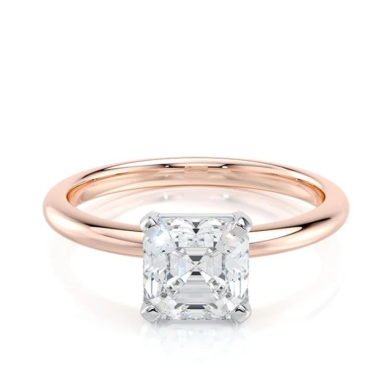 Evaan Lab Grown Diamond Solitaire Plain Ring – Asscher — Image 1