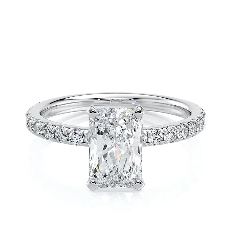 Evaan Lab Grown Diamond Solitaire Pave Ring – Radiant — Image 1
