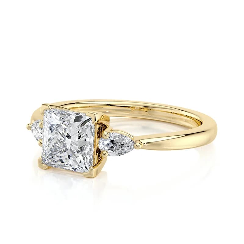 Evaan Lab Grown Diamond Three Stone Ring – Princess — Image 1