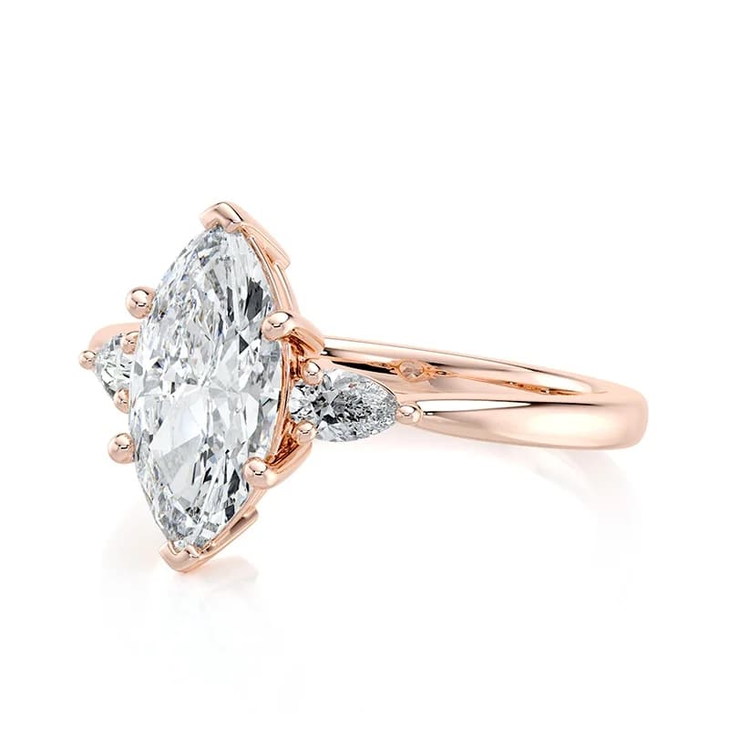 Evaan Lab Grown Diamond Three Stone Ring – Marquise — Engagement Rings | Evaan Jewels